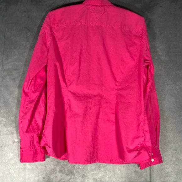 Tommy Hilfiger Women's L Button Down Shirt Tab Sleeve Barbiecore Preppy - Picture 4 of 9